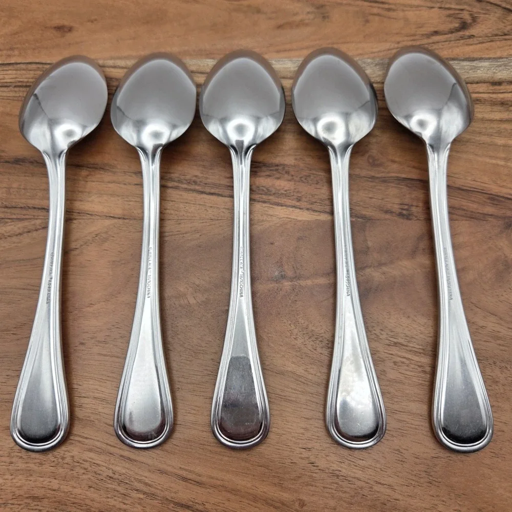 Set Of 5 Wallace Rockport Soup Spoons 18/10 Stainless Steel
